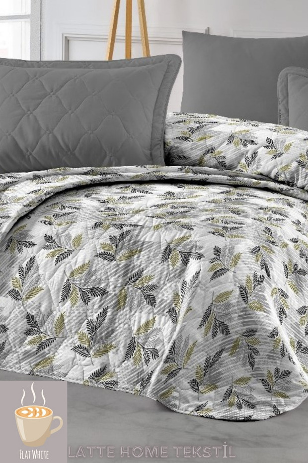 Flat White Çift Kişilik Kapitone Desenli, Çok Amaçlı Yatak Örtüsü, Kanepe ve Koltuk Örtüsü 195x230cm - 1