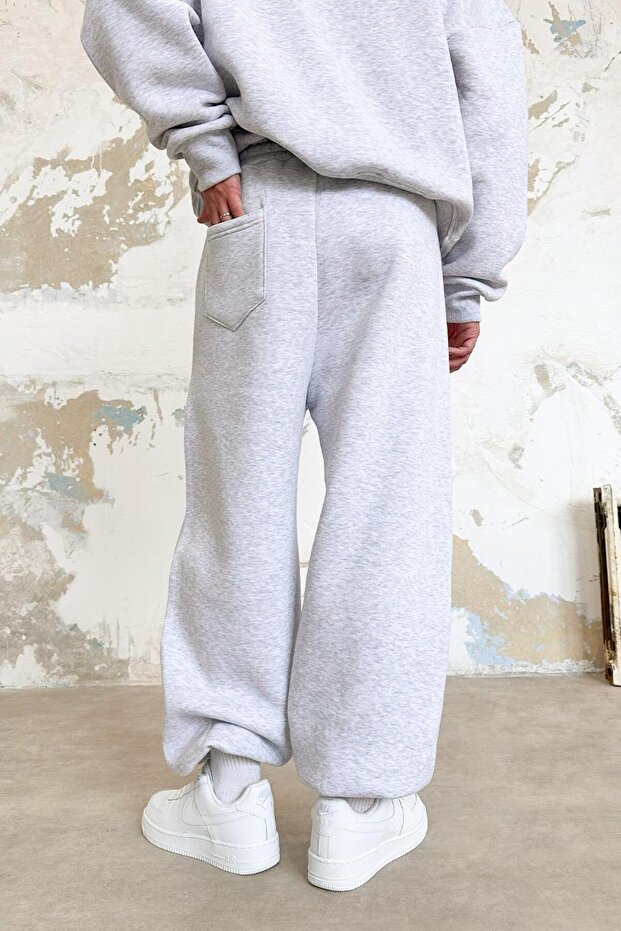 Γκρι Melange Cozy Basic Elastic Oversize φόρμα - 3
