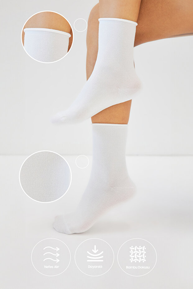 Bamboo Women's Elasticless White Socket Seamless Premium Socks No Trace - Non-Squeezing Socks