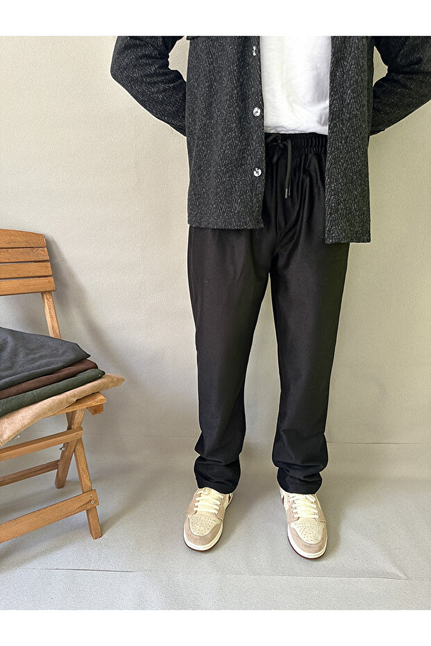 Men's Elastic Waist Baggy Fit Slim Corduroy Pants