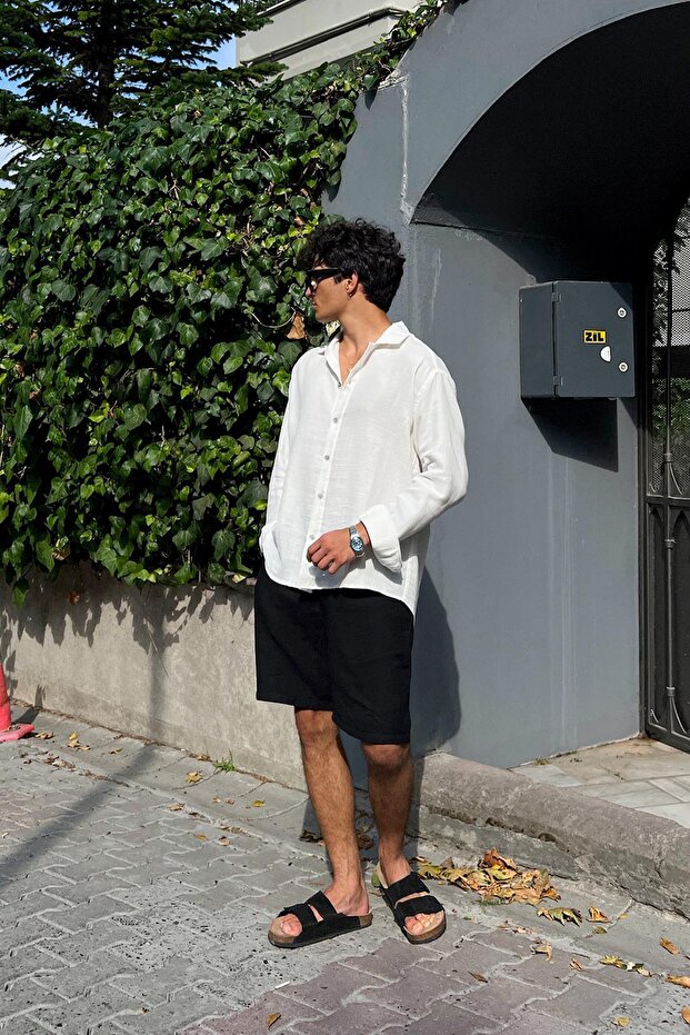 Basic Müslin Oversize Gömlek - 5