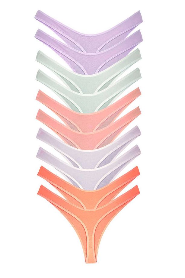 10 Adet Pamuklu Kadın Klasik Tanga Soft Renkler - 4