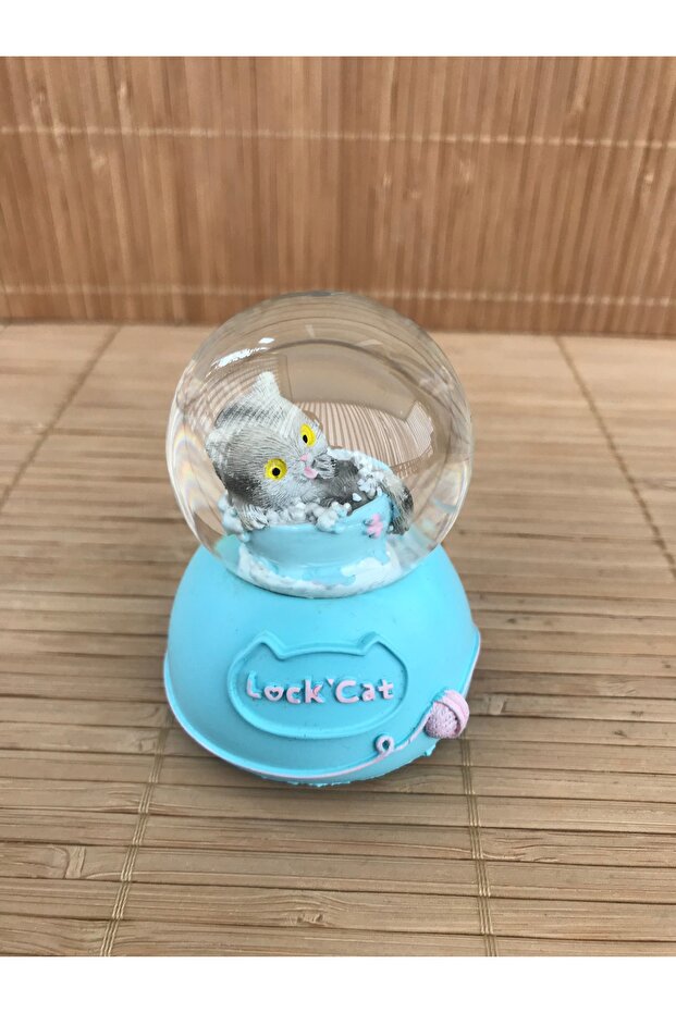 ışıklı sevimli kedi kar küresi - 4