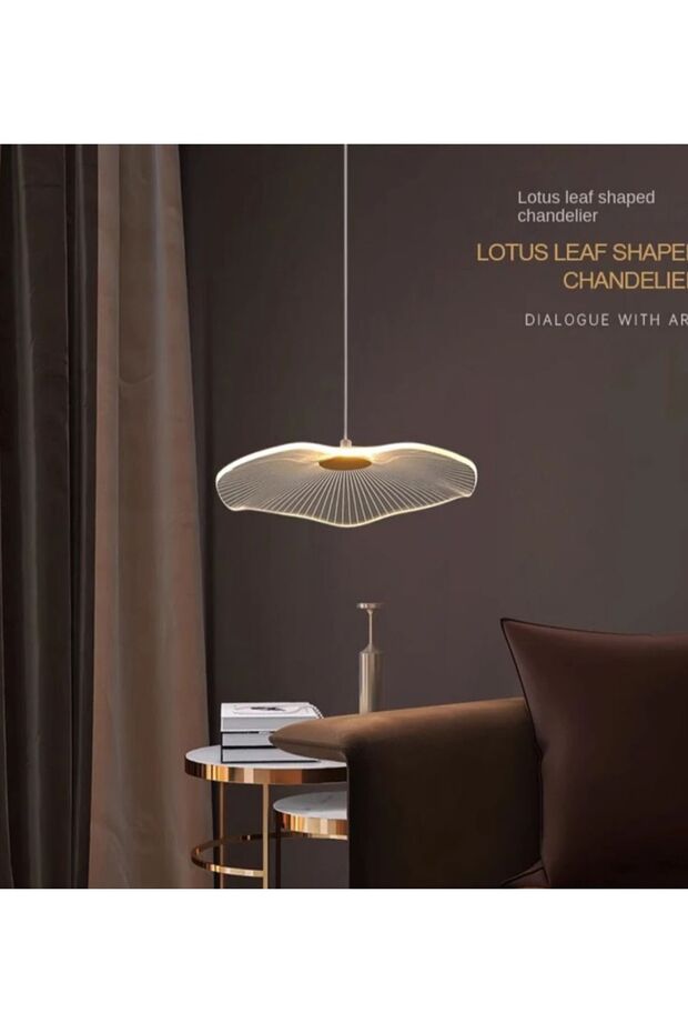 Luxury Exclusive Tekli Sarkıt Led Avize Jellyfish Gold Sarı Ledli Avize 18 Cm Çap - 4