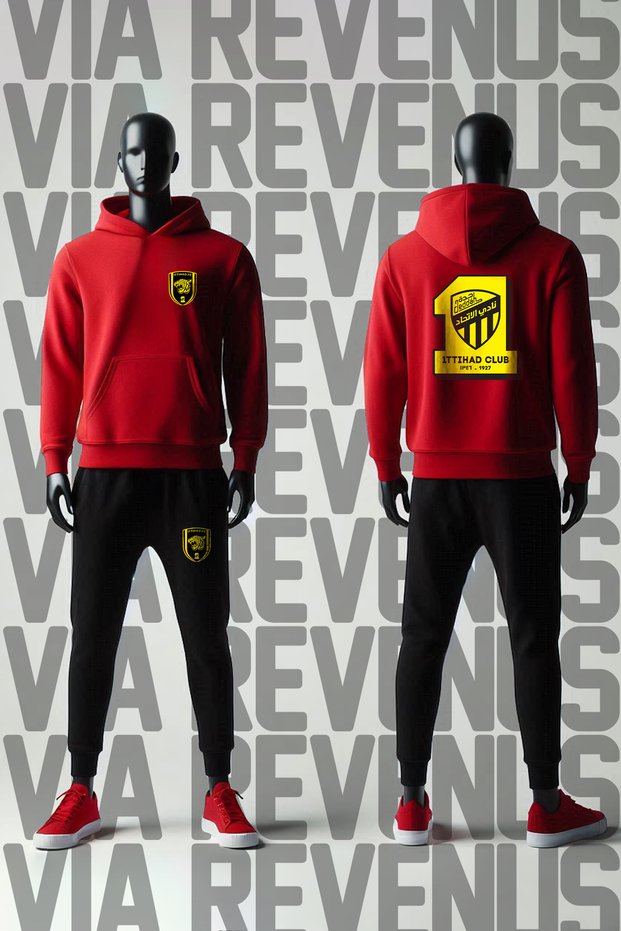 Ttihad Fc Printed Wide Fit Sweatshirt and Sweatpants Unisex Sports Set