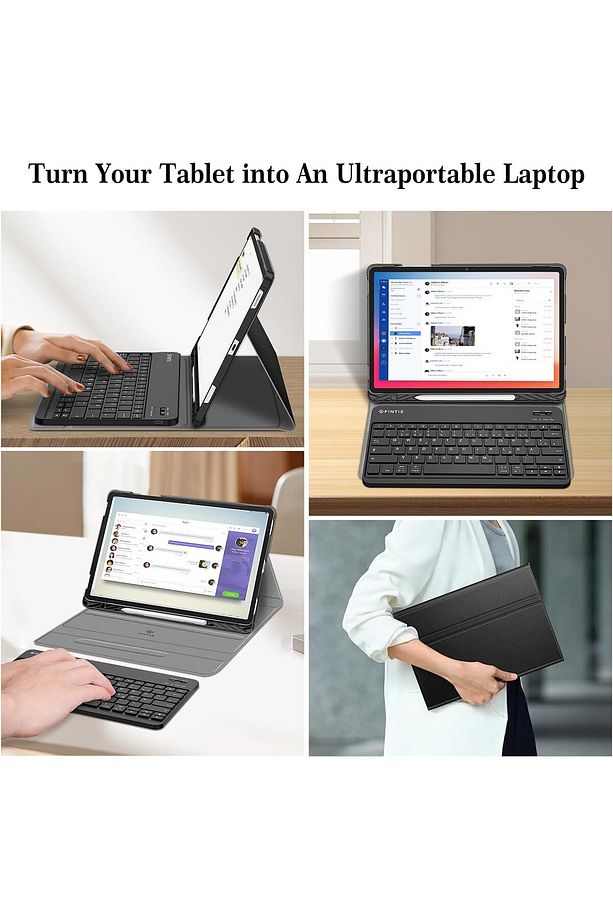 Galaxy Tab S10+ Plus 12.4"Uyumlu Klavyeli Kalem Bölmeli Bluetooth Özellikli Stand Türkçe SM-X820 - 3