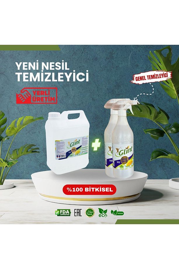 5 Lt 2 X 1 Litre %100 Bitkisel Bitkisel Banyo Ve Mutfak Temizleyici Yağ Sökücü Kireç Çözücü - 1