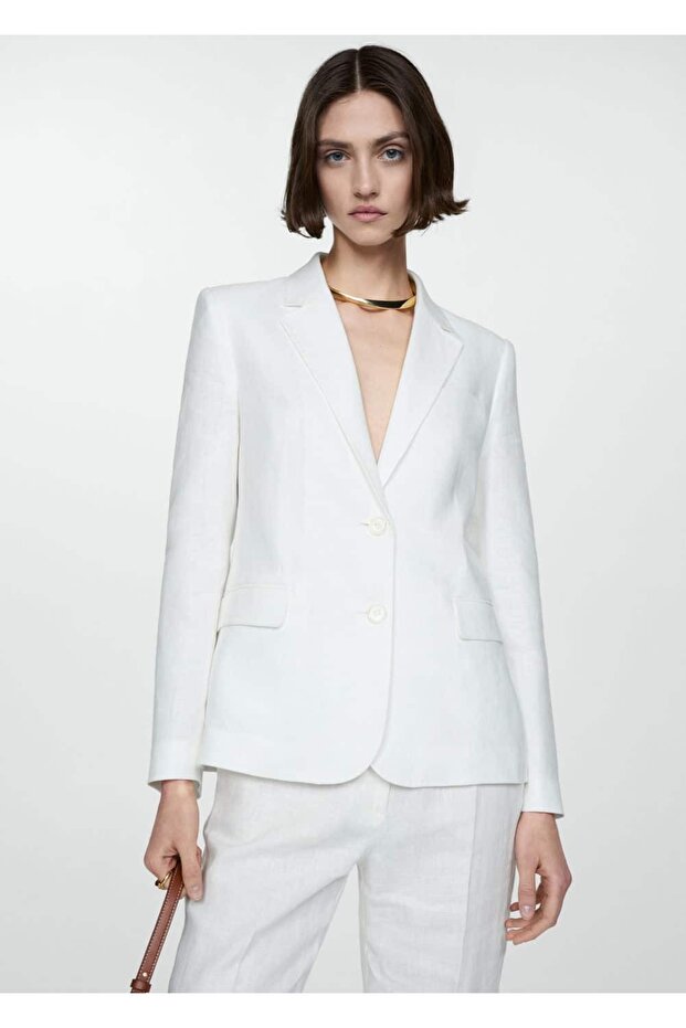 %100 keten kumaş ceket - 1