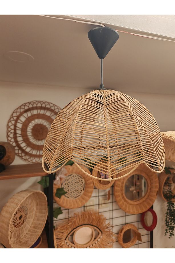 Bambu Sargı Yaprak Avize El yapımı - 5