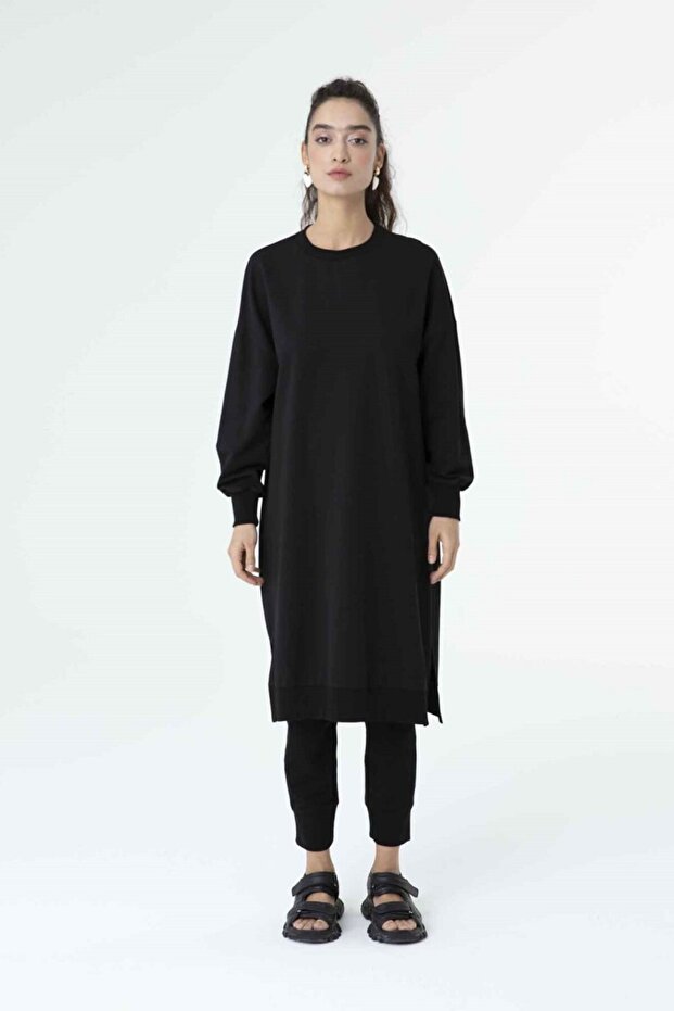 2 Ip Kumaş Uzun Boy Basic Sweatshirt - 1