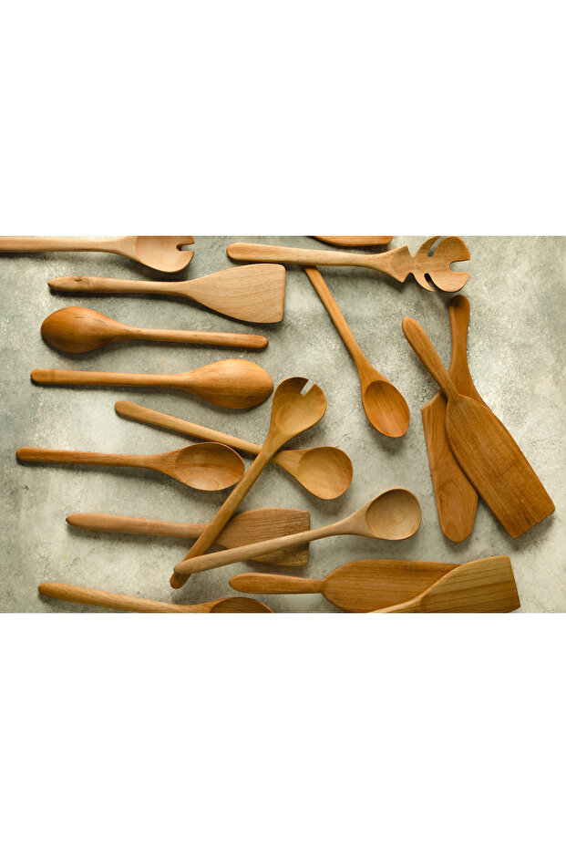 ملعقة تقديم سلطة من خشب الجوز - 3