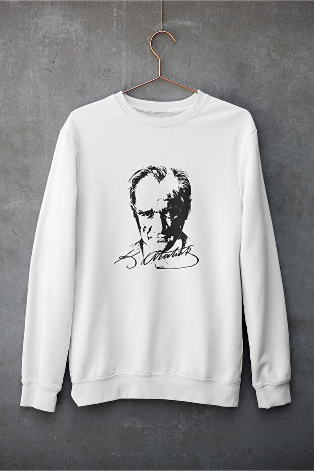 Stil-X Atatürk Silhouette Printed Crewneck Oversize Three-Yarn Shardoon Sweatshirt