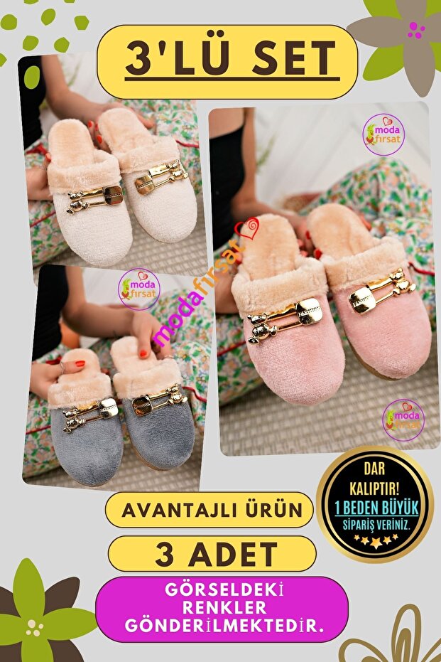 3 Pack Women's Winter Slippers Daily House Slippers Guest Dowry Bundle Bride 3-Piece Slipper Set