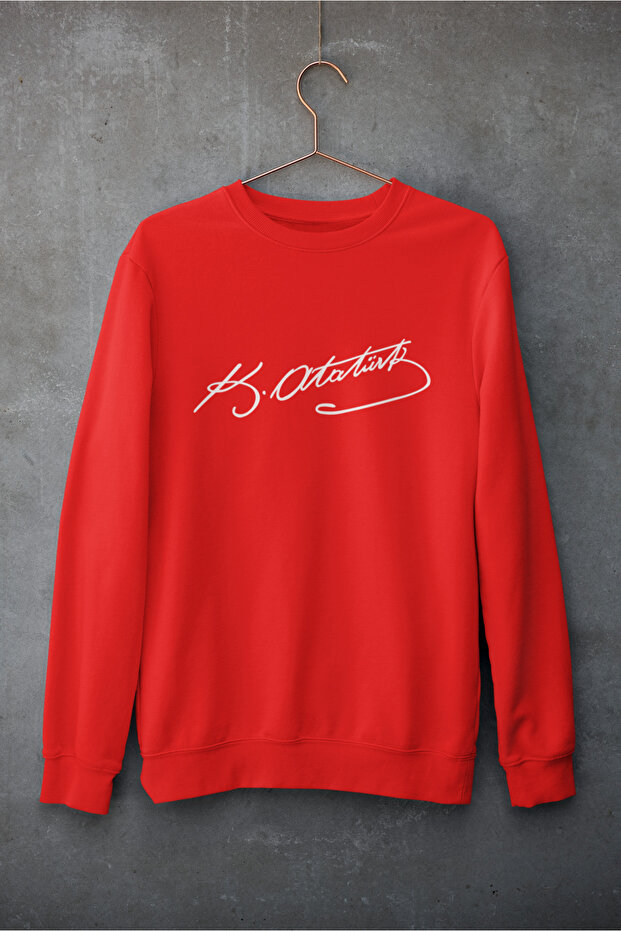 Style-X Ataturk Signature Printed Cycling Neck Oversize Three Thread Charded Sweatshirt