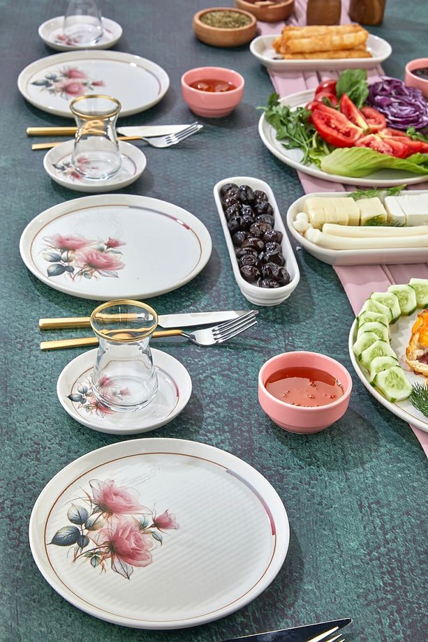 23 Parça 6 Kişilik Stackable Elegance Premium Kahvaltı Takımı Kahvaltılık Tabak Seti Sunum Set - 8