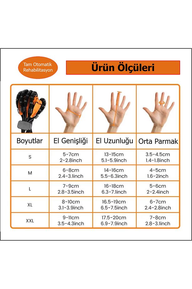 İnme Sonrası El İyileştirme İçin Akıllı Robot Eldiven  (Sol El XL Beden) - 7