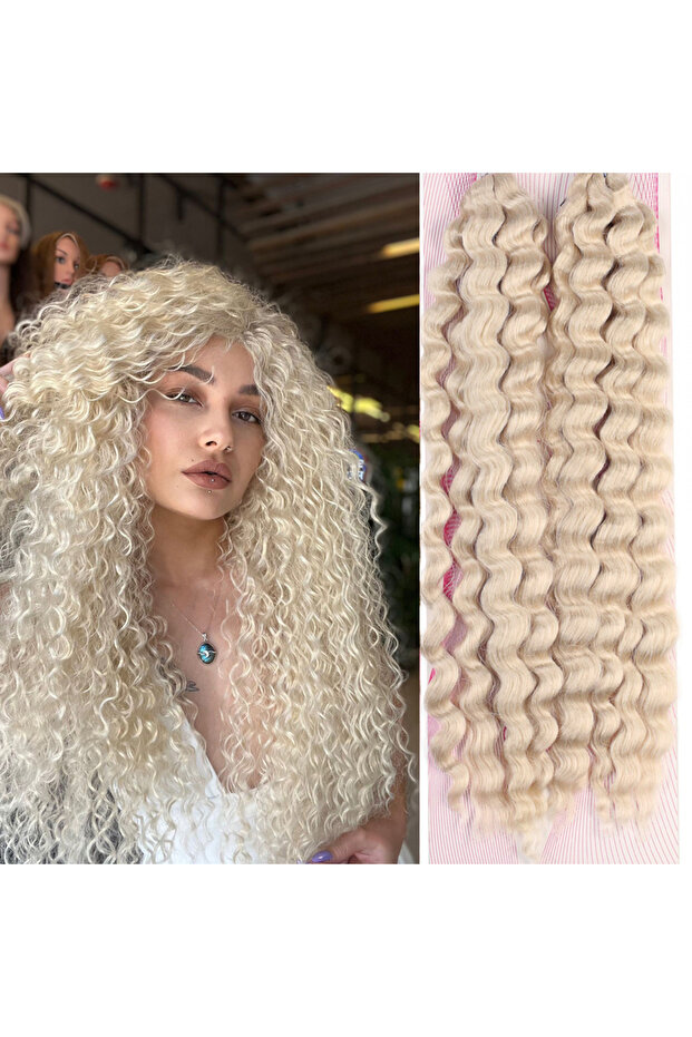 Afro Peruk yapımında kullanılan Afro dalgalı fiber saç paketi.2 paket 1 saça yeterlidir - 1