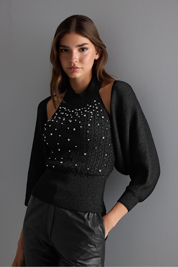 Triko Crop Hırka - 1