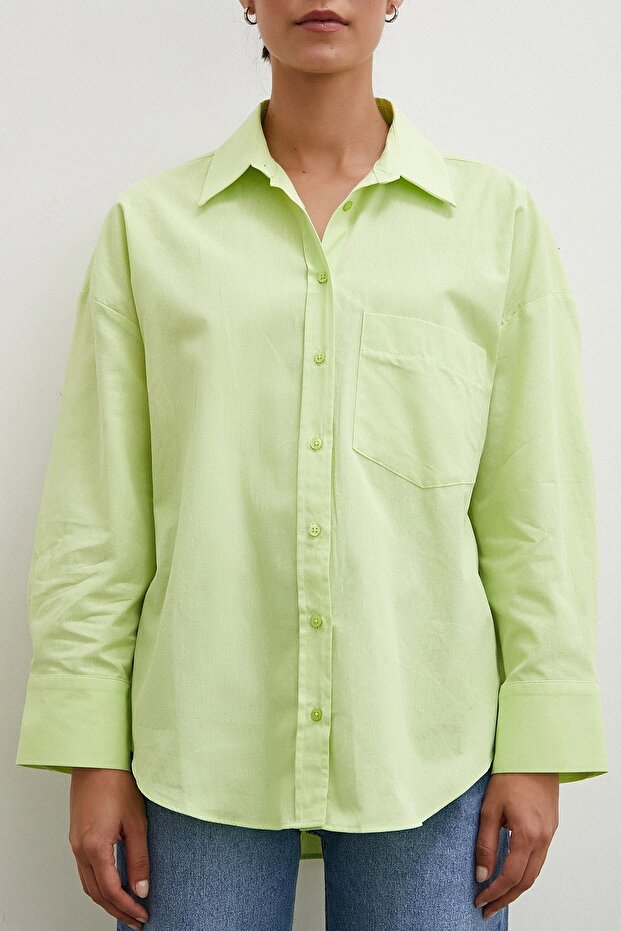 Regular Fit Poplin Gömlek Yeşil - 2