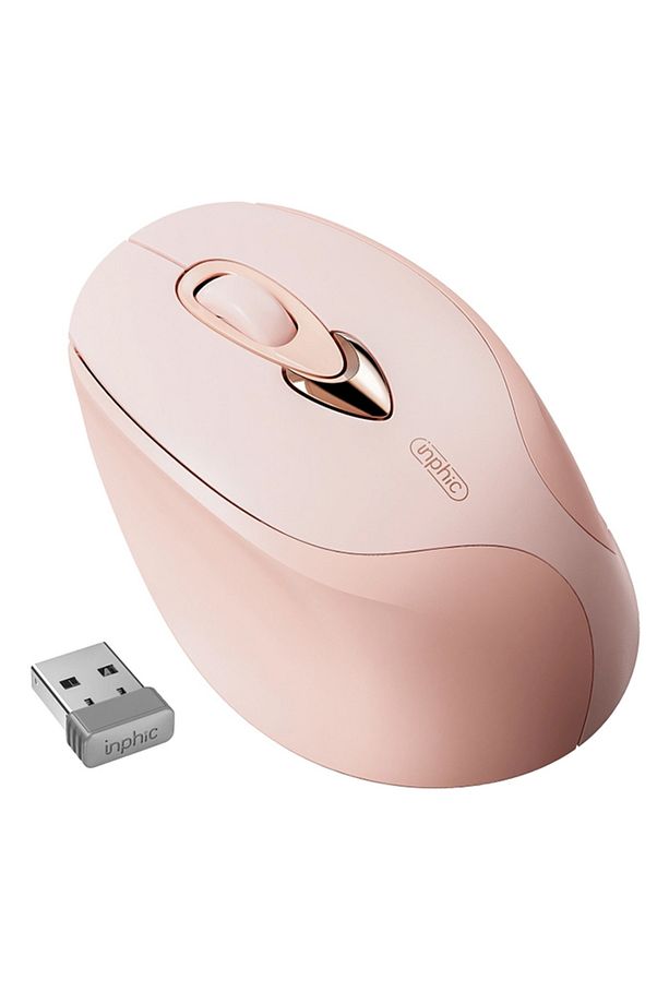İNPHİC M8 Kablosuz Fare, Şarj Edilebilir Sessiz Kullanım 2.4G USB Mouse PEMBE - 9