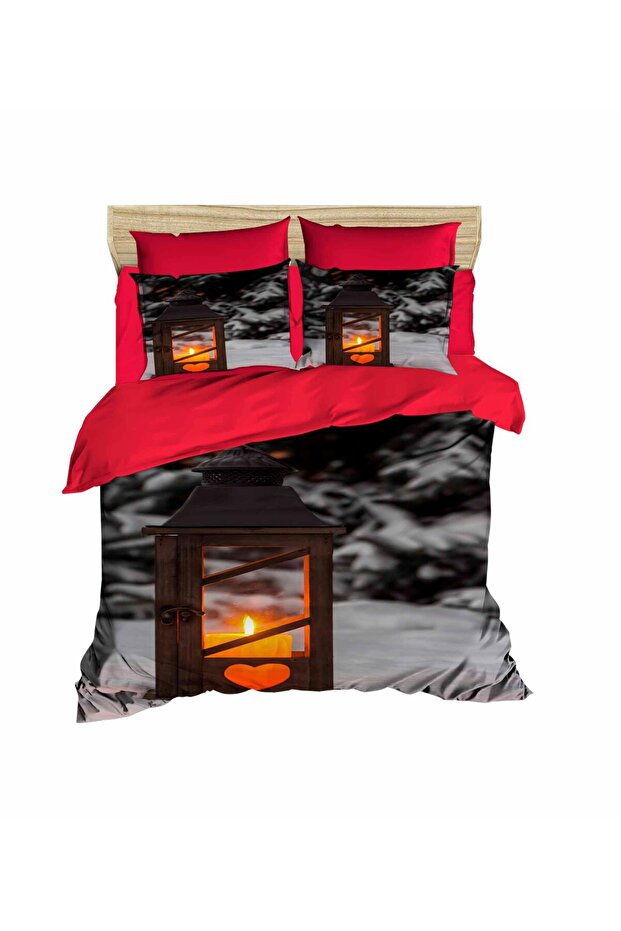 New Year and Lantern 3D Digital Double Duvet Cover Set