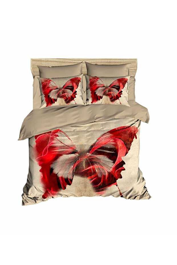 Red Butterfly 3D Digital Double Bedding Set