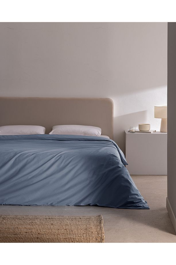 Manon King Size %100 Pamuk Ranforce Düz Nevresim - Koyu Mavi - 1
