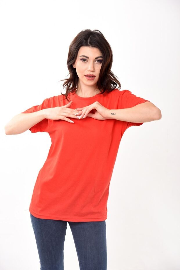 Women's Basic Crew Neck Short Sleeve T-shirt Red