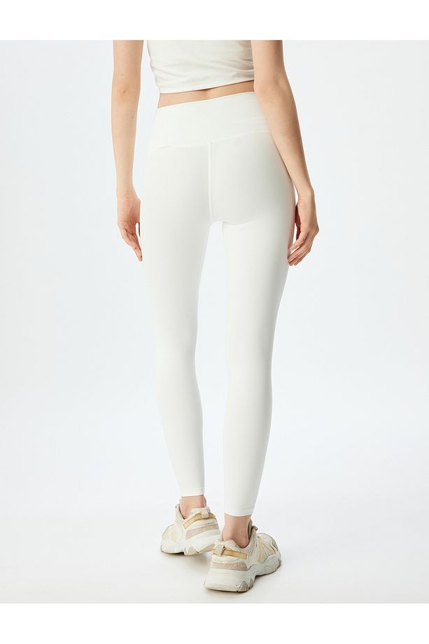 Spor Tayt Yüksek Bel Yumuşak Tuşe Slim Fit Interlok - 4