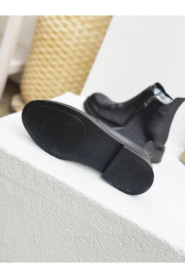 D25KB-1410 YANI LASTİKLİ ÖNÜ PARÇALI HAKİKİ DERİ BİLEK NOY BOT KADIN - 6