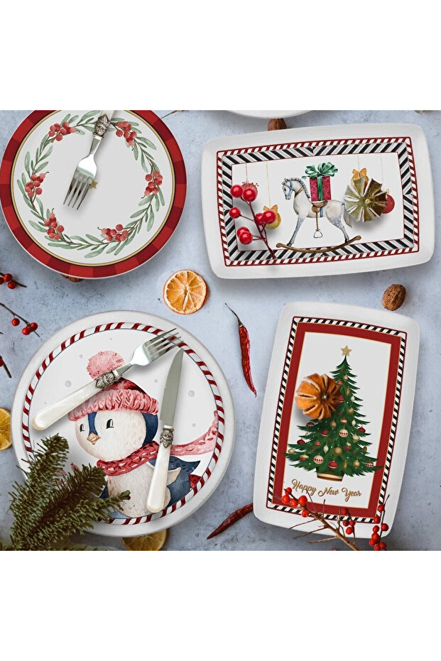 Nutcracker Tree Pattern Rectangular Serving 34X25 cm - 3