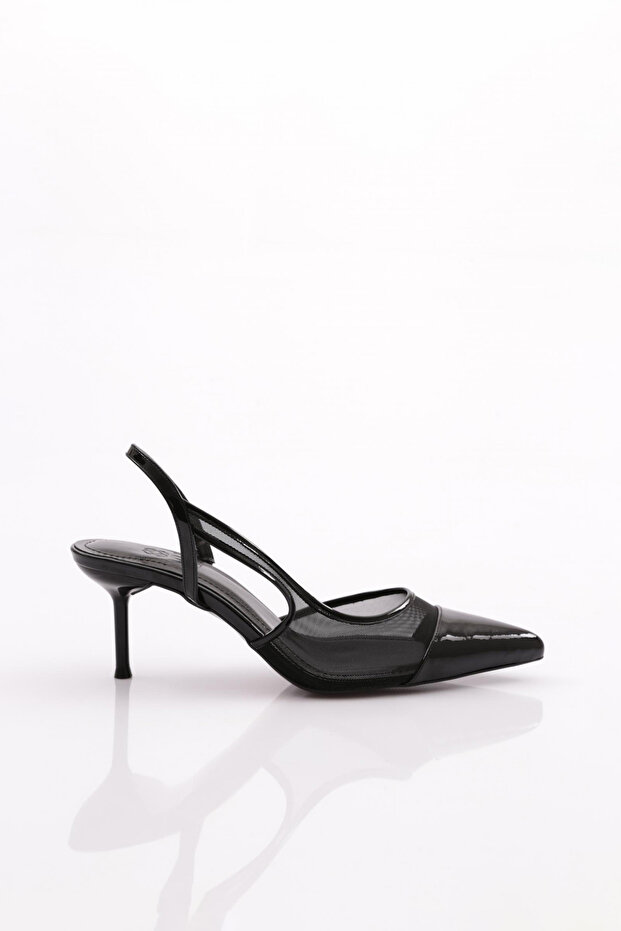 Women's Back-Strap Heeled Shoes Black Patent Leather 35211121085