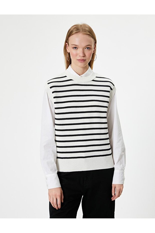 Women's Vest 5Wal20004Ht Ecru Striped