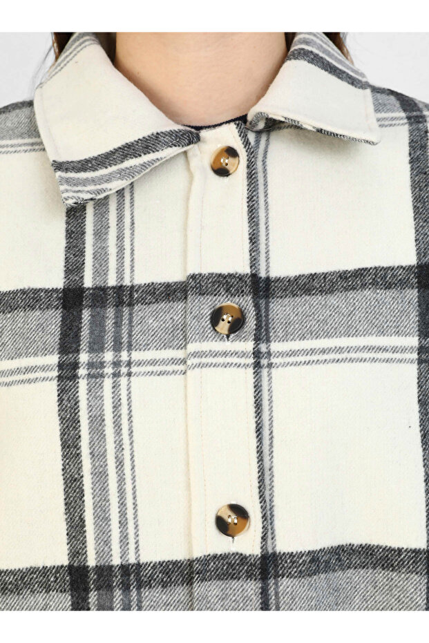 سترة رمادية منقوشة كبيرة الحجم - 5