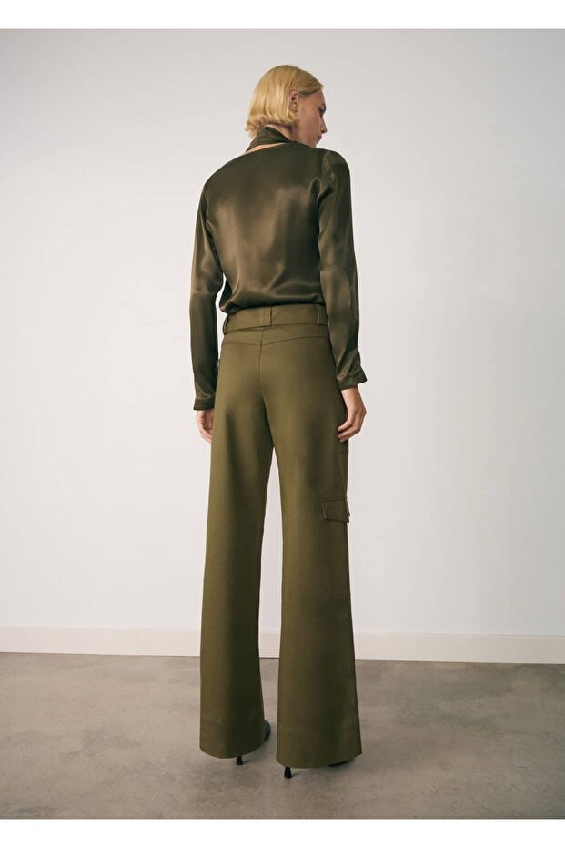 Kemerli kargo pantolon - 4