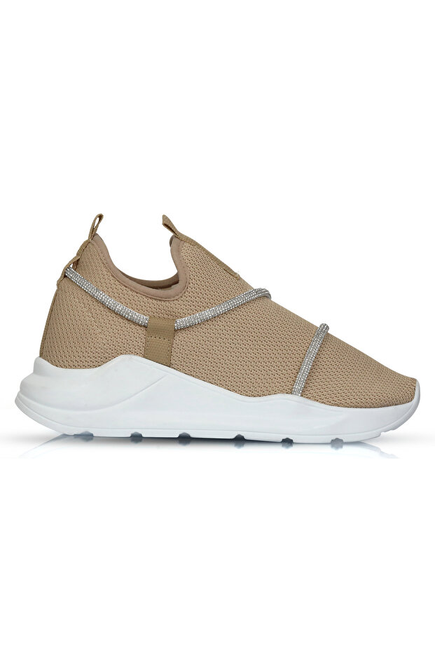 Z6357 Stoned Mesh Light Beige Women's Sneakers