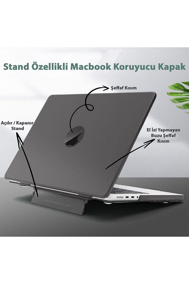 Macbook Air 13.6" M2-m3 Çip 2022/2024 A2681 A3113 Uyumlu Standlı Kılıf  Klavye Kılıfı Ekran Koruyucu - 5