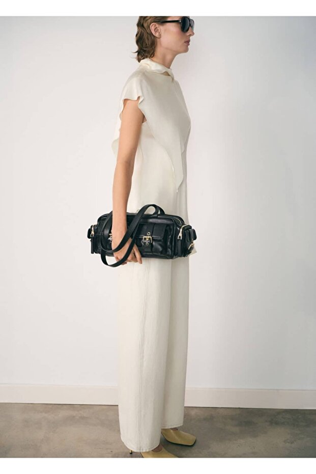 Asimetrik saten bluz - 2