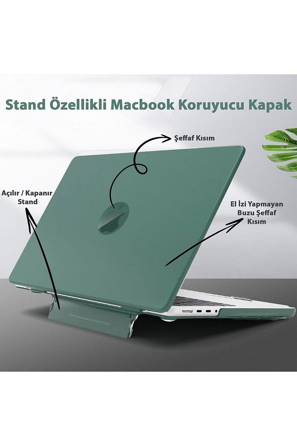 Macbook Air 13.6" M2-m3 Çip 2022/2024 A2681 A3113 Uyumlu Standlı Kılıf  Klavye Kılıfı Ekran Koruyucu - 5