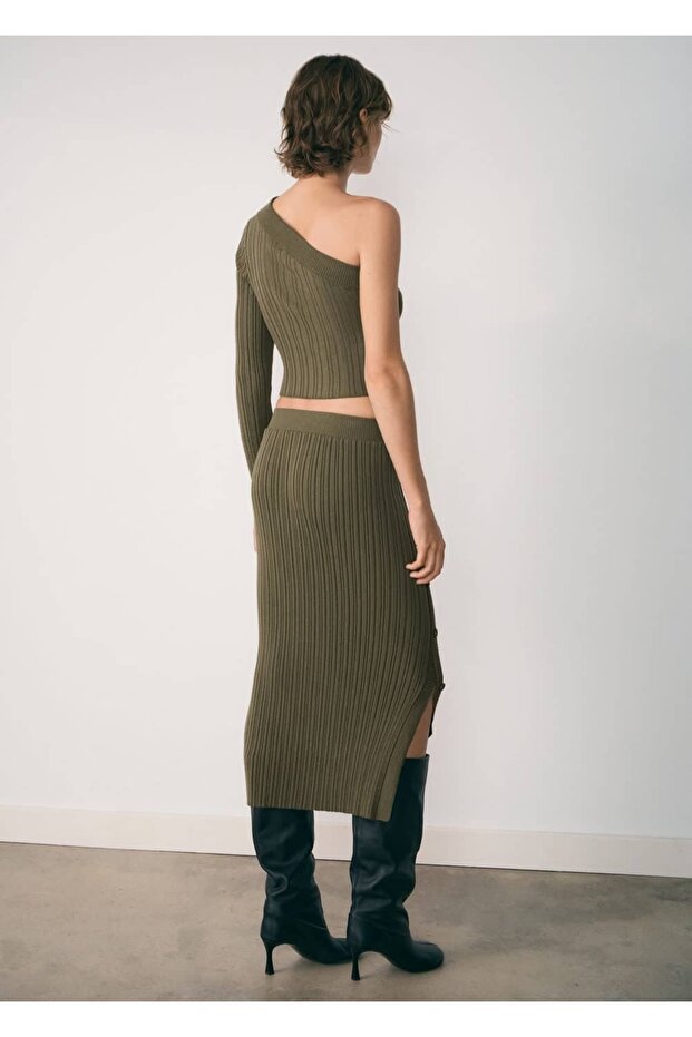 Düğmeli örgü etek - 4