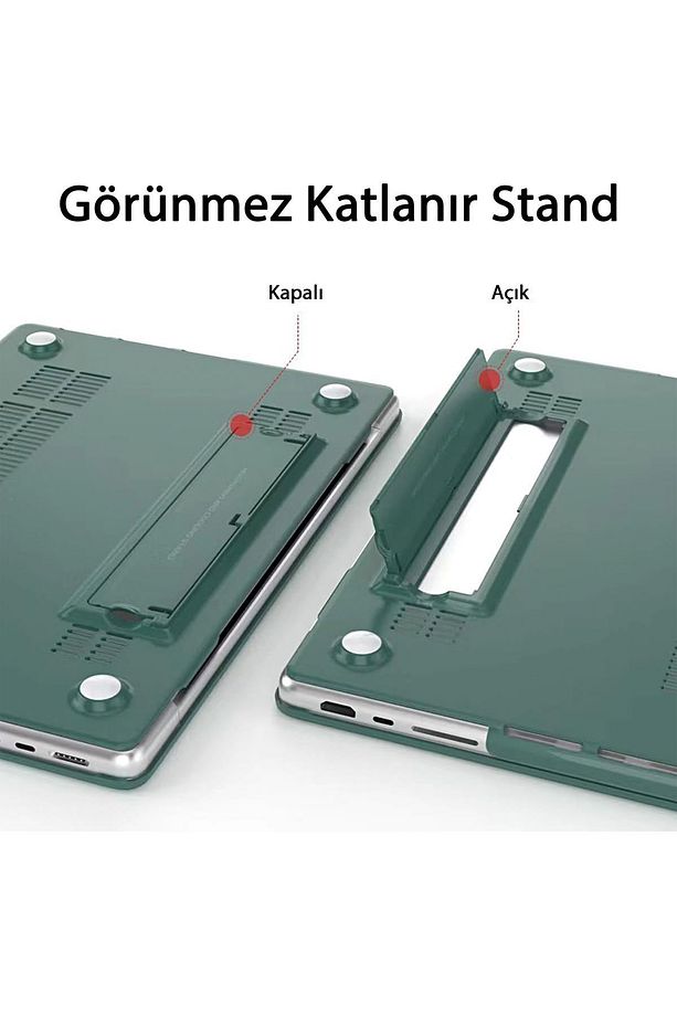 Macbook Air 13.6" M2-m3 Çip 2022/2024 A2681 A3113 Uyumlu Standlı Kılıf  Klavye Kılıfı Ekran Koruyucu - 7