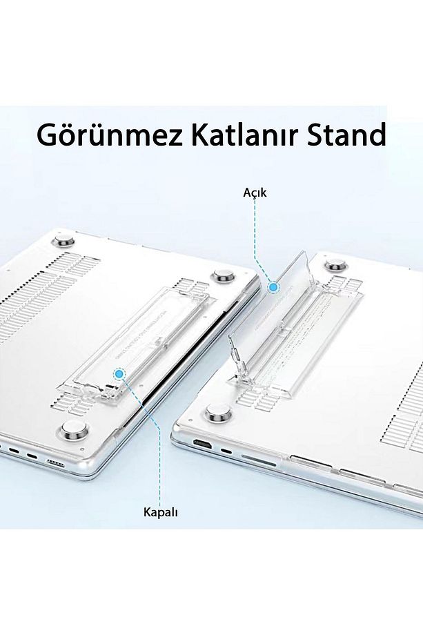 Macbook Air 13.6" M2-m3 Çip 2022/2024 A2681 A3113 Uyumlu Standlı Kılıf  Klavye Kılıfı Ekran Koruyucu - 7