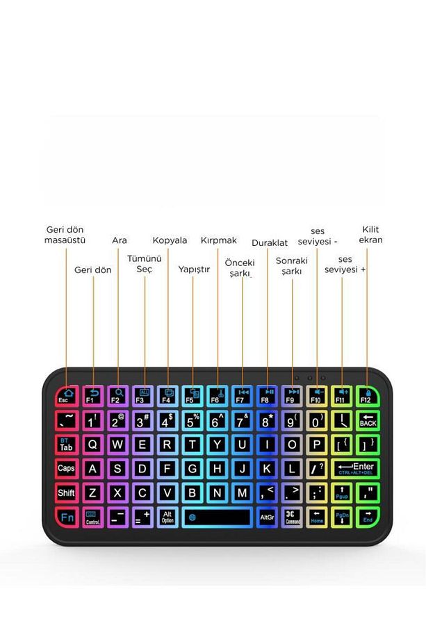 M7 Siyah Kablosuz Rgb Işıklı Bluetooth Mini Klavye - 4