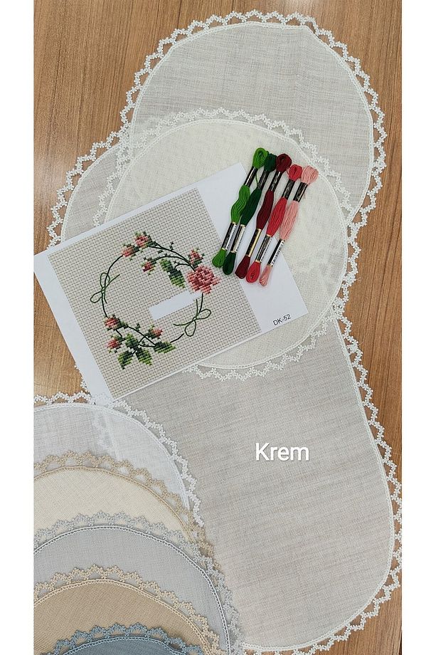 Dk 52 Nolu Şablon Ve Ipleri Dahil Papatya Desen Güpür Detaylı Oda Takımı Seti - 1