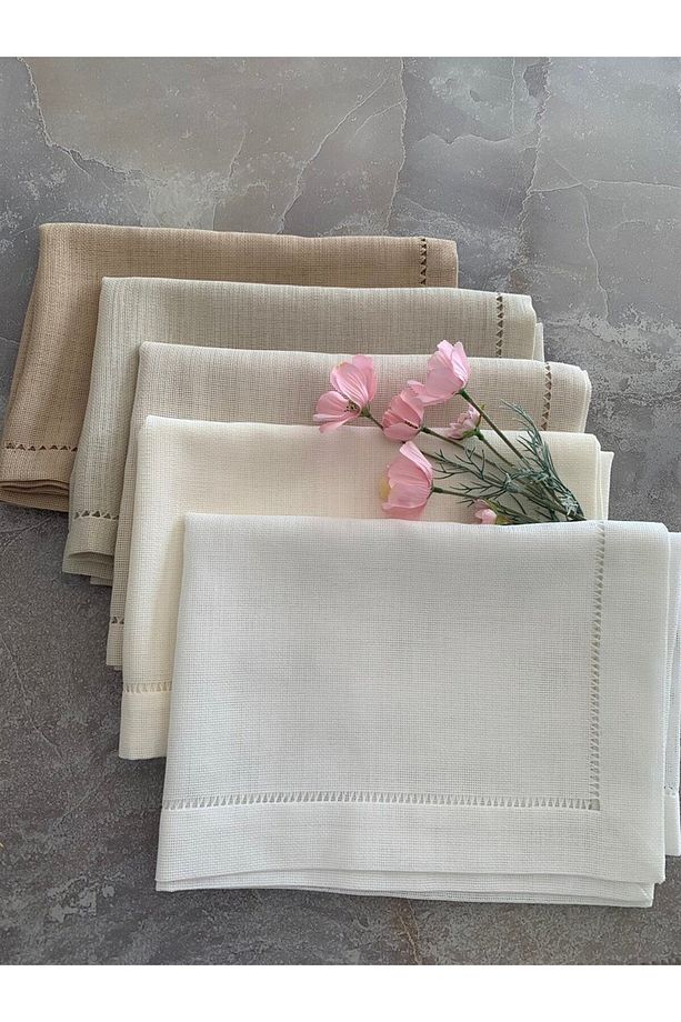 Ajur Detaylı Linen Kumaş Runner - 5