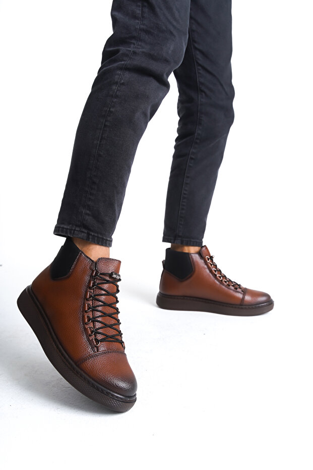 Erkek Aries Taba Deri Bağcıklı Bot - 3