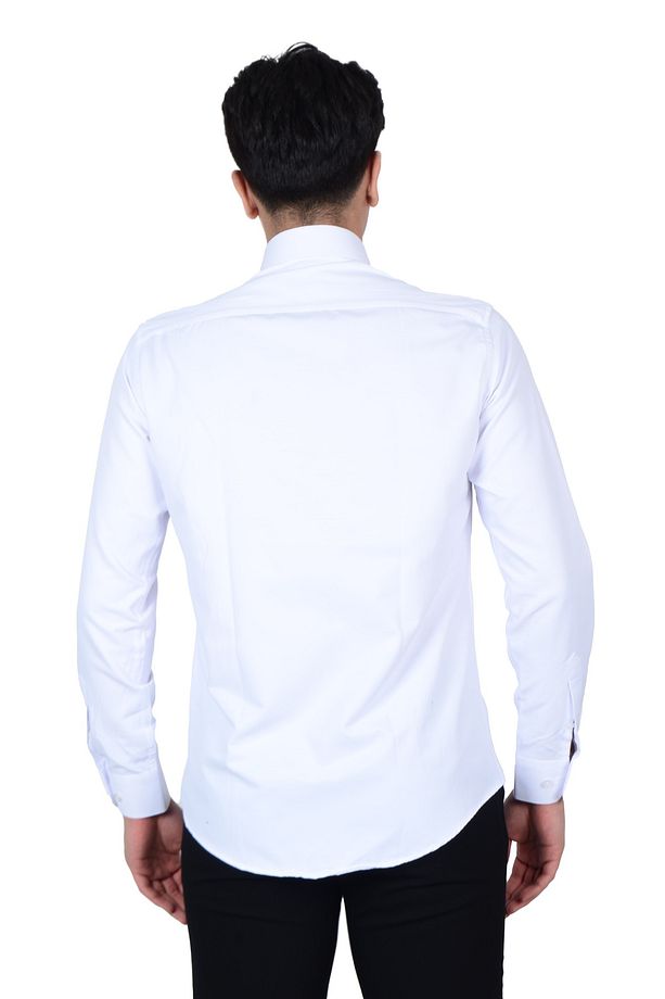 Cengiz Inler Yaka Iğneli Slim Fit Erkek Pamuk Gömlek - 7