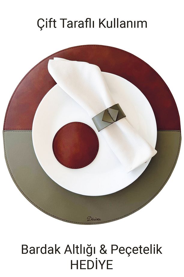 Hierapolis Deri Amerikan Servisi / Çift Taraflı / Çap 38 cm/ - 1