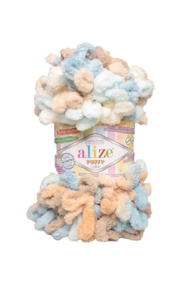 Puffy Color El Örgü ipi 5'li Paket 6530 100 gr 9 mt Parmak Örgü ipi Battaniye Panduf Atkı Hırka ipi - 1