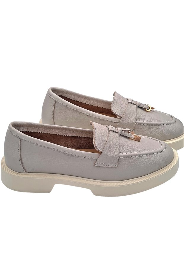 Genuine Leather Light Gray Women's Casual Shoes